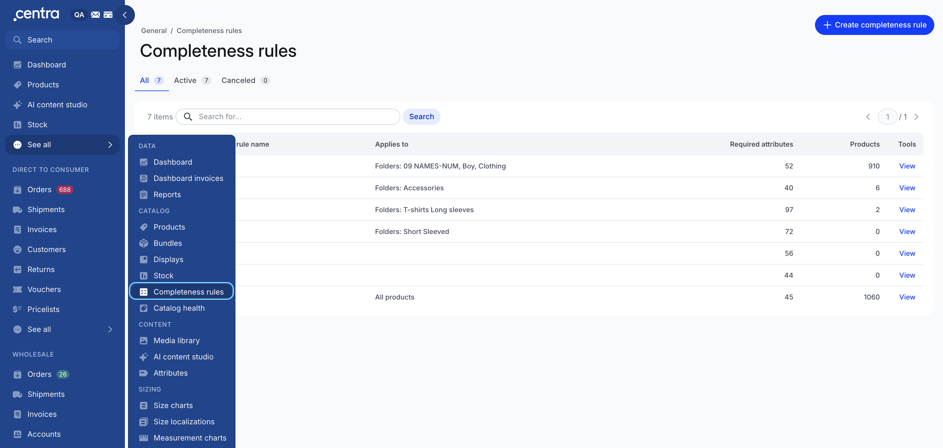 Rules for completness