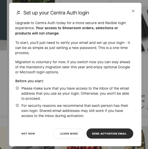 Centra Auth activation